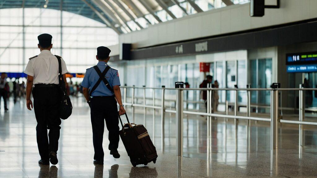 Thai Chauffeur Pushing Traveler Luggage